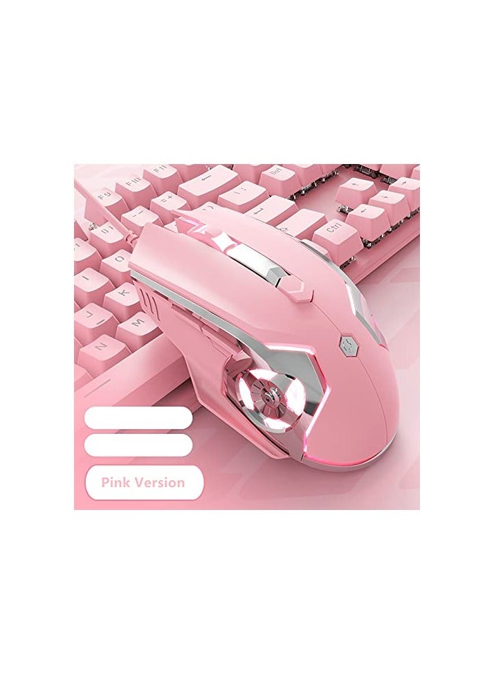 AJ120 Wired Gaming Mouse, Ergonomic LED Backlit USB Gamer Mice Computer Laptop PC, for Windows Mac Linux OS, Pink - Image 1