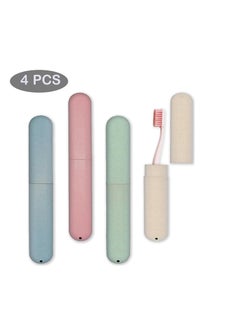 4 PCS Travel Toothbrush case with Ventilation Holes – Portable breathable Plastic Toothbrush Holders - Ideal for Travel, Camping, Trips, School, Home