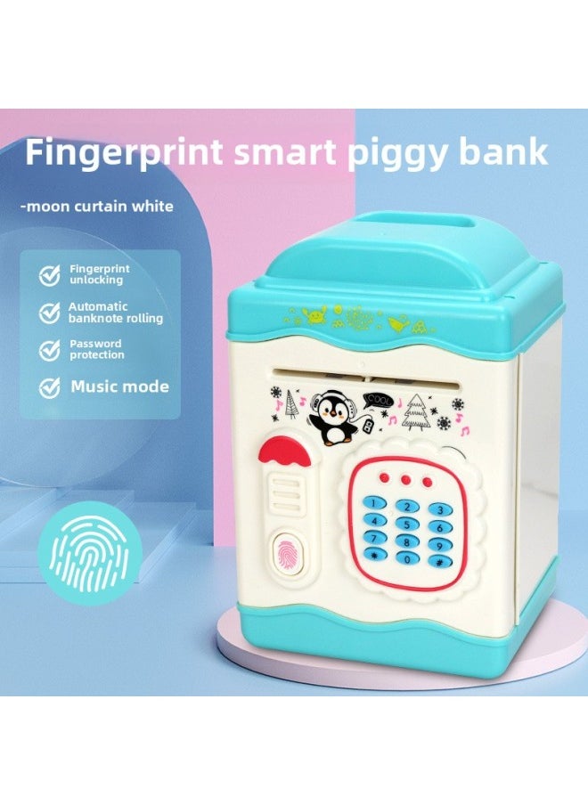 Generic Simulation Fingerprint House Roll Coin Piggy Bank Creative Big Children's Creative Electric Music Password Coin Piggy Bank-Color:White-Dimensions:13.3*11*20cm  - Image 1