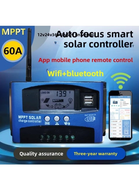 MPPT Solar Controller 30A100A Automatic Charging And Discharging Universal 12v24V36V48V60 Photovoltaic Generator-Color:Mppt12v-60v60a Mobile Phone App Bluetooth Wifi