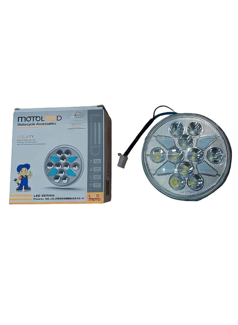 مصباح أمامي للدراجات النارية 10 LED فائق السطوع أضواء كاشفة مع ضوء أبيض واخضر 2 وضعين أضواء ستروب مقاومة للماء - Image 1