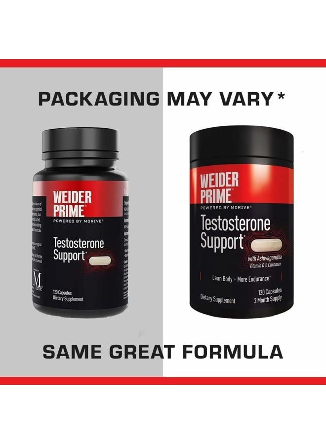 Weider دعم التستوستيرون الممتاز - تغذية الرجال - مدعوم بالفيتامينات والمعادن - مع الأشواغاندا، كروم الكروم، بيبرين والزنك - خالي من الجلوتين - 120 كبسولة - Image 3