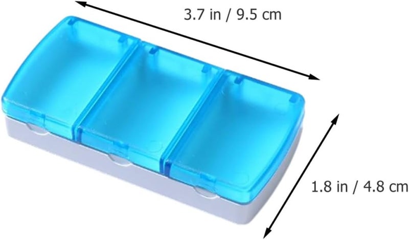 LABRIMP Portable 3-Compartment Medicine Organizer Case with Matte Plastic Flip Lid, Small Travel Pill Dispenser Box for Supplements and Medication Storage in Blue - Image 2
