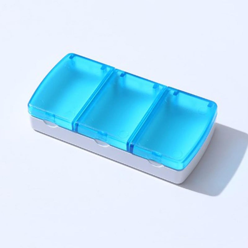 LABRIMP Portable 3-Compartment Medicine Organizer Case with Matte Plastic Flip Lid, Small Travel Pill Dispenser Box for Supplements and Medication Storage in Blue - Image 5
