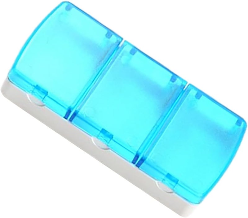 LABRIMP Portable 3-Compartment Medicine Organizer Case with Matte Plastic Flip Lid, Small Travel Pill Dispenser Box for Supplements and Medication Storage in Blue - Image 1