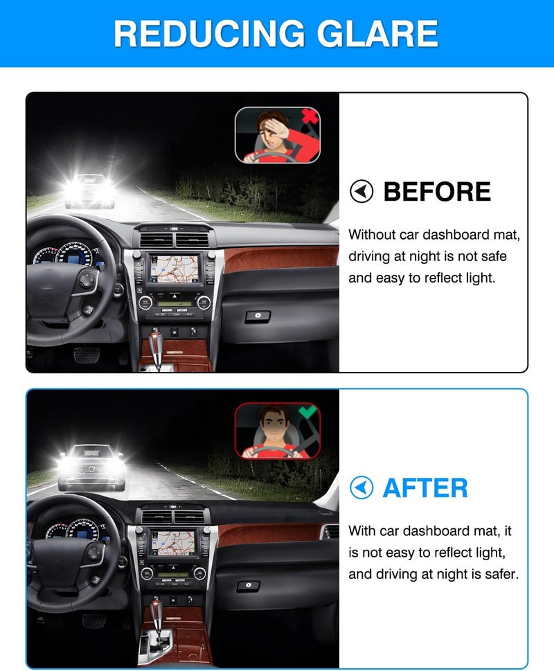 Autorder غطاء لوحة القيادة Autorder لسيارة تويوتا كامري 2012-2017 - حصيرة داش ماتي من الفلانيل لحماية من أشعة الشمس والأشعة فوق البنفسجية - Image 4