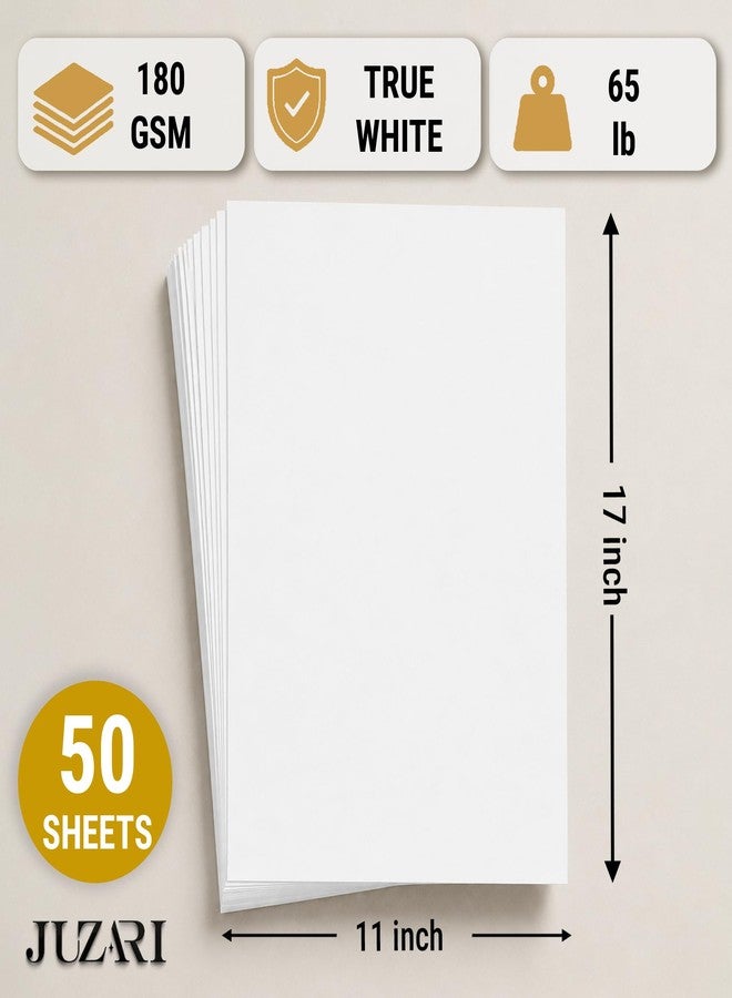 JUZARI 50 Sheets White Cardstock 11 x 17 inch 65 lb 180 gsm Card Stock Paper Tabloid Format - Cardstock for Posters, Report Covers, Booklet Covers, Signs, DIY Printing and Craft Projects - Image 2