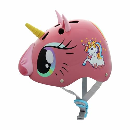 STREETJAM Magic Unicorn Open Face Helmet for Kids, Hard PP Outer Shell, EPS Inner Comfort Linner case, Adjustable Strap & Adjuster Dial, Unisex Helmet, Cycling (Pink, Small (5 - 8 Years)) - Image 1