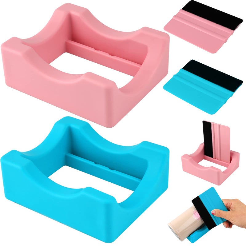 Silicone Cup Cradle for Tumblers2 Pack Tumbler Holder for Crafts with Builtin Slot and Felt Edge SqueegeeSmall Cup Cradle Use to Apply Vinyl DecalsAntiSkidding Tumbler Stand Cup Holder