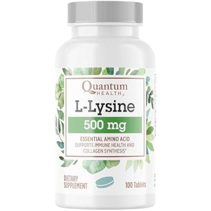 Quantum Health L-Lysine 500mg Essential Amino Acid Supplement - Supports Collagen & Protein Synthesis, Bone Health, Muscle Recovery and Immune Health - Vegan Friendly - 100 Tablets - Image 1