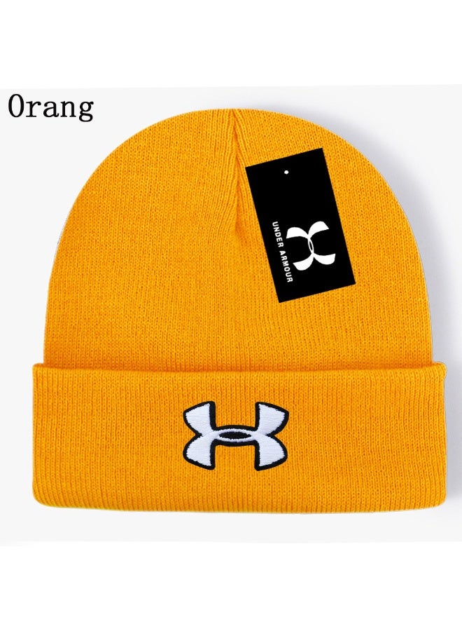Under Armour Bright Orange Ribbed Knit Beanie with Brand Logo
