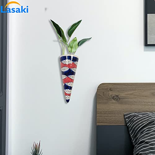 Lasaki Cloy Small Hand-Painted Wall Hanging Ceramic Wall Planters for Living Room & Balcony | Wall Planter for Home Decoration & Office | Wall Mounted Planter (L-5 X W-6 X H-15.5 Cm) - Image 5