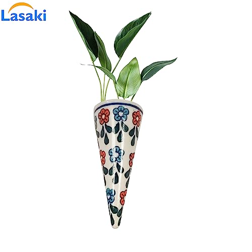 Lasaki Cloy Small Hand-Painted Wall Hanging Ceramic Wall Planters for Living Room & Balcony | Wall Planter for Home Decoration & Office | Wall Mounted Planter (L-5 X W-6 X H-15.5 Cm) - Image 3