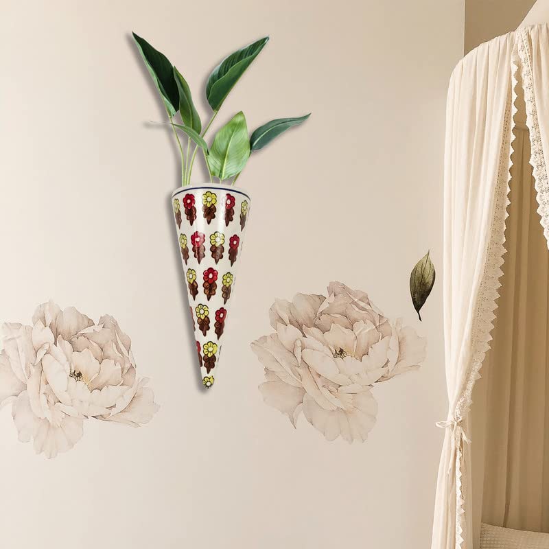Lasaki Cloy Small Hand-Painted Wall Hanging Ceramic Wall Planters for Living Room & Balcony | Wall Planter for Home Decoration & Office | Wall Mounted Planter (L-5 X W-6 X H-15.5 Cm) - Image 1