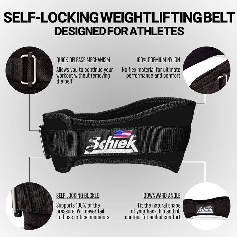 Schiek Sports 2004 Lifting Belt - Weight Lifting Belt for Women And Men - Neoprene Nylon Weight Belt - Medium - Black - Image 2