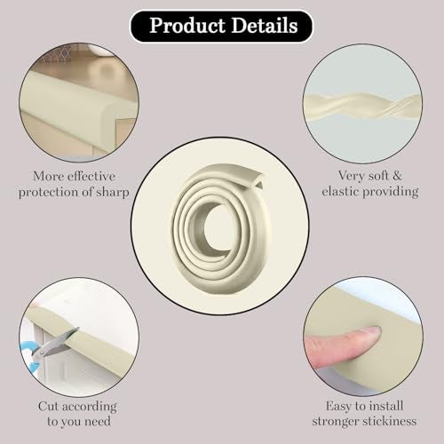 SYGA Baby Safety Strip Furniture Edge Guard Cushion Corner Cover 2 Meter 6.5 feet Tape Infant Bump Protector (White) - Image 5