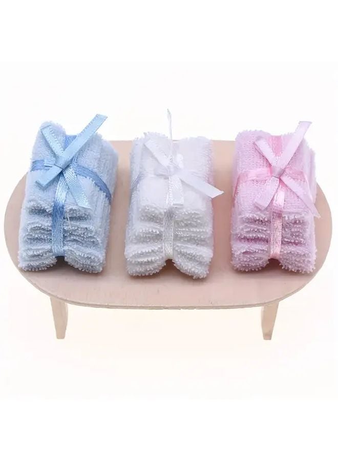 White Miniature Bathroom Towel Model Dollhouse Accessory Doll Cloth Life Scene - Image 2