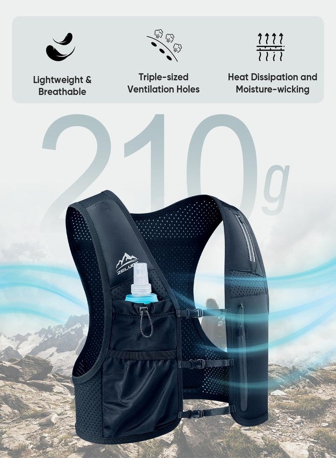 Zelvot Running Vest for Women Men, Adjustable Running Phone Holder Vest, USA Original Patent, Running Hydration Vest with 500ml Soft Flask, Reflective Running Backpack for Hiking Cycling (Black, L/XL) - Image 5