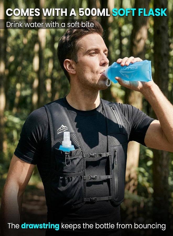 Zelvot Running Vest for Women Men, Adjustable Running Phone Holder Vest, USA Original Patent, Running Hydration Vest with 500ml Soft Flask, Reflective Running Backpack for Hiking Cycling (Black, L/XL) - Image 2