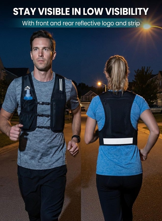 Zelvot Running Vest for Women Men, Adjustable Running Phone Holder Vest, USA Original Patent, Running Hydration Vest with 500ml Soft Flask, Reflective Running Backpack for Hiking Cycling (Black, L/XL) - Image 4