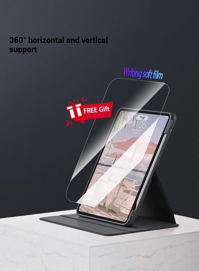 [clearance sales] HONOR Pad X8a 11 Inch Case 360° Rotating Protective, Tablet Cover With Pencil Holder Auto Wake Slim Stand, Smart Case Transparent Tpu Back Shell Free AED29 Anti-Glare Protective Film/Felt Tablet Pouch- Black - Image 3