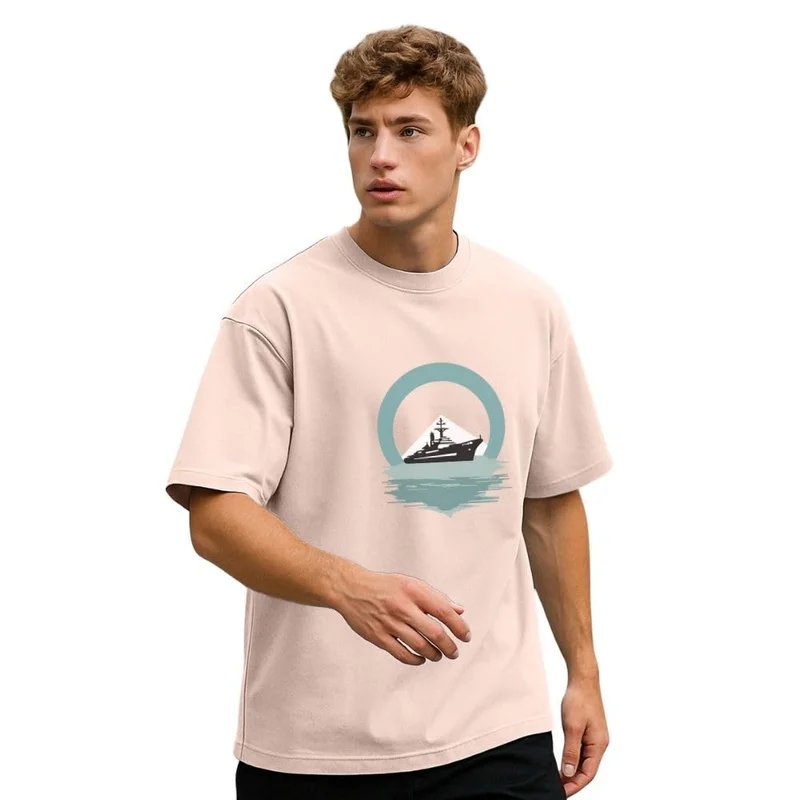 Men's Cotton Oversized Fit T-Shirt in Pink