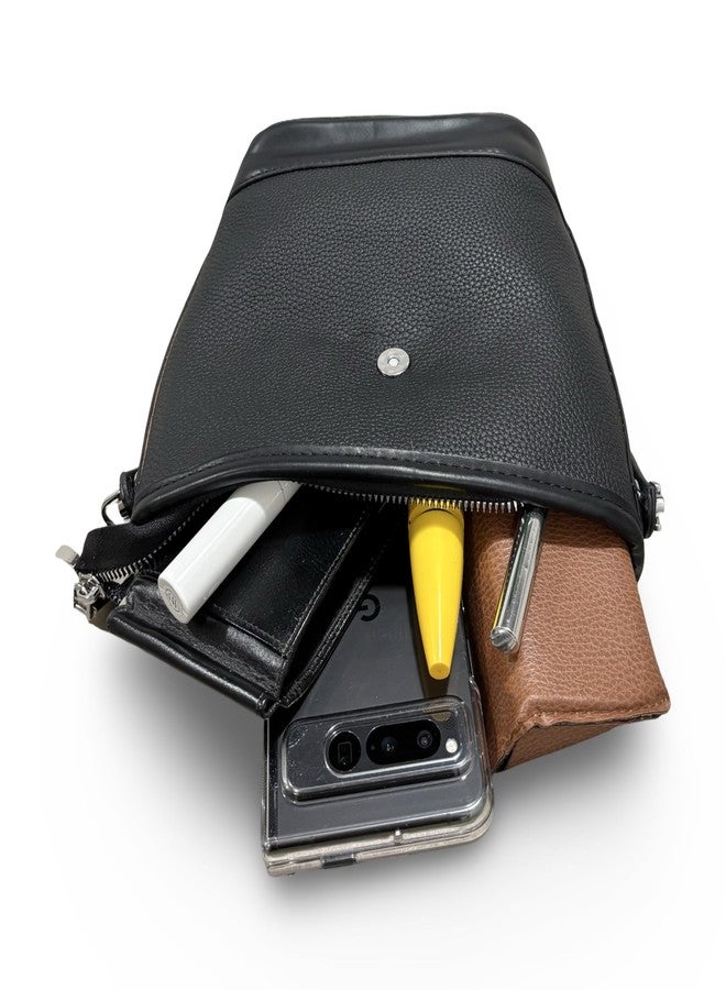 GLOSSY Crossbody Sling Bag for Women and Girls, PU Material, with Detachable Strap and Zip Compartment (Black) - Image 5