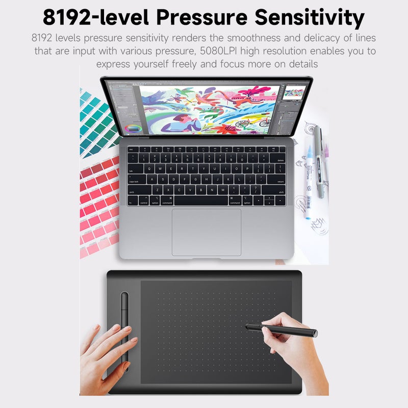 لوح رسم WP9625B لوح جرافيك مع حساسية ضغط 8192 مستوى ودقة 5080 نقطة لكل بوصة وسرعة قراءة 230 نقطة في الثانية واتصال 2.4 جيجا هيرتز/بلوتوث - Image 5