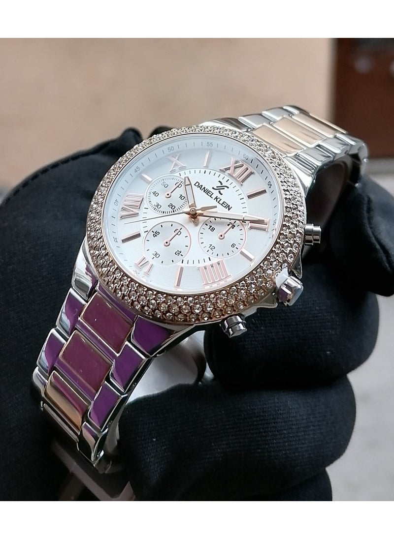 DANIEL KLEIN Silver Rose Steel Strap Women's Wristwatch Waterproof  - Image 2
