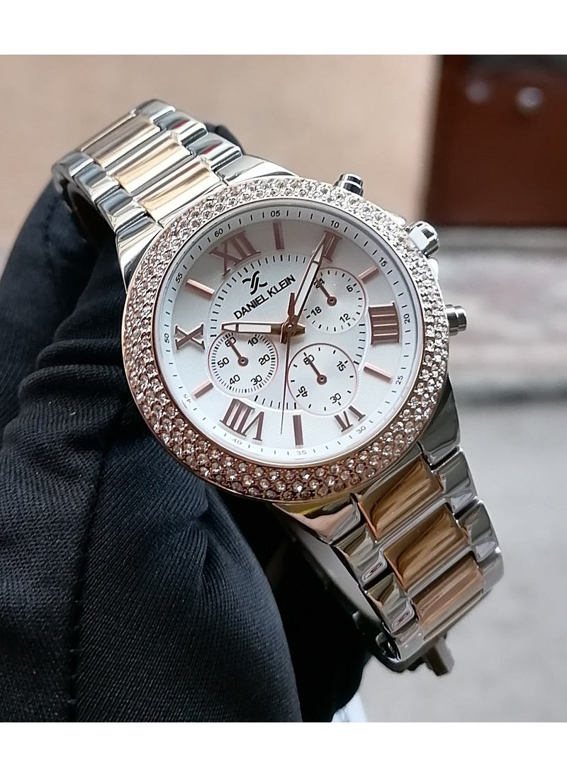 DANIEL KLEIN Silver Rose Steel Strap Women's Wristwatch Waterproof  - Image 1