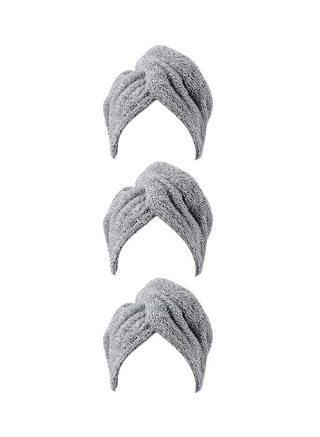 NIBEMINENT Pack Of 3 Microfiber Quick Drying Hair Towel Wrap Grey 11 x 25.6inch - Image 1
