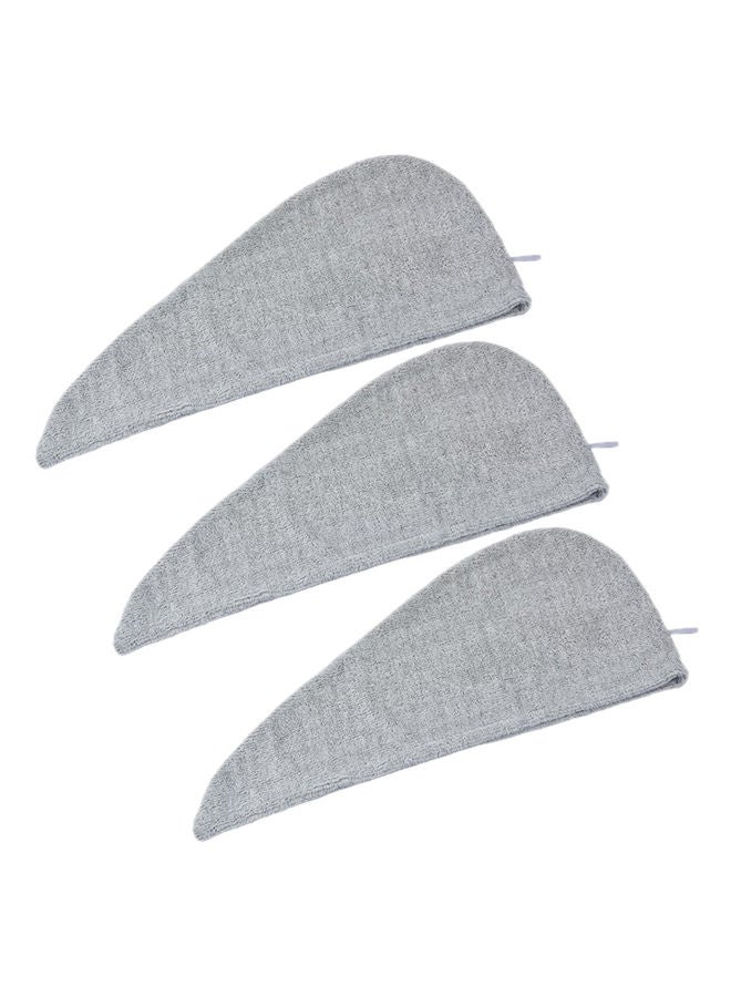 NIBEMINENT Pack Of 3 Microfiber Quick Drying Hair Towel Wrap Grey 11 x 25.6inch - Image 3