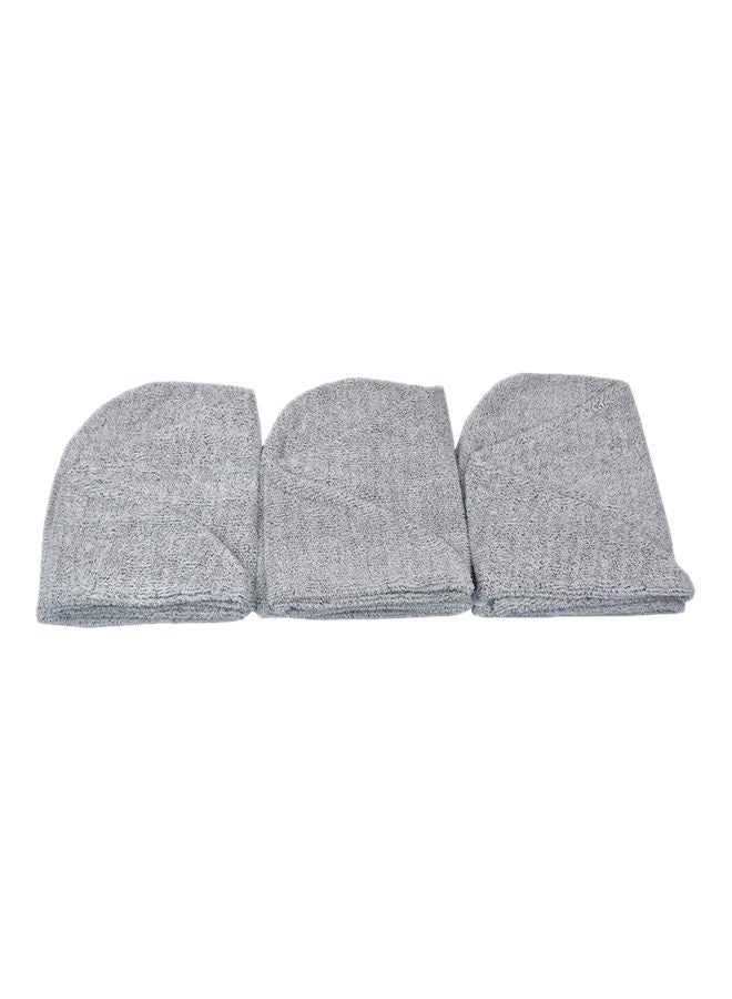 NIBEMINENT Pack Of 3 Microfiber Quick Drying Hair Towel Wrap Grey 11 x 25.6inch - Image 2