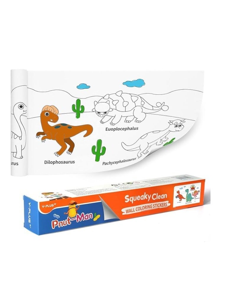 YPlus Coloring Paper Roll for Kids, Toddler Drawing Paper Roll, Squeaky Clean Sticky Wall Painting Stickers Set for Gift, 120 * 11.8 Inch - Image 1