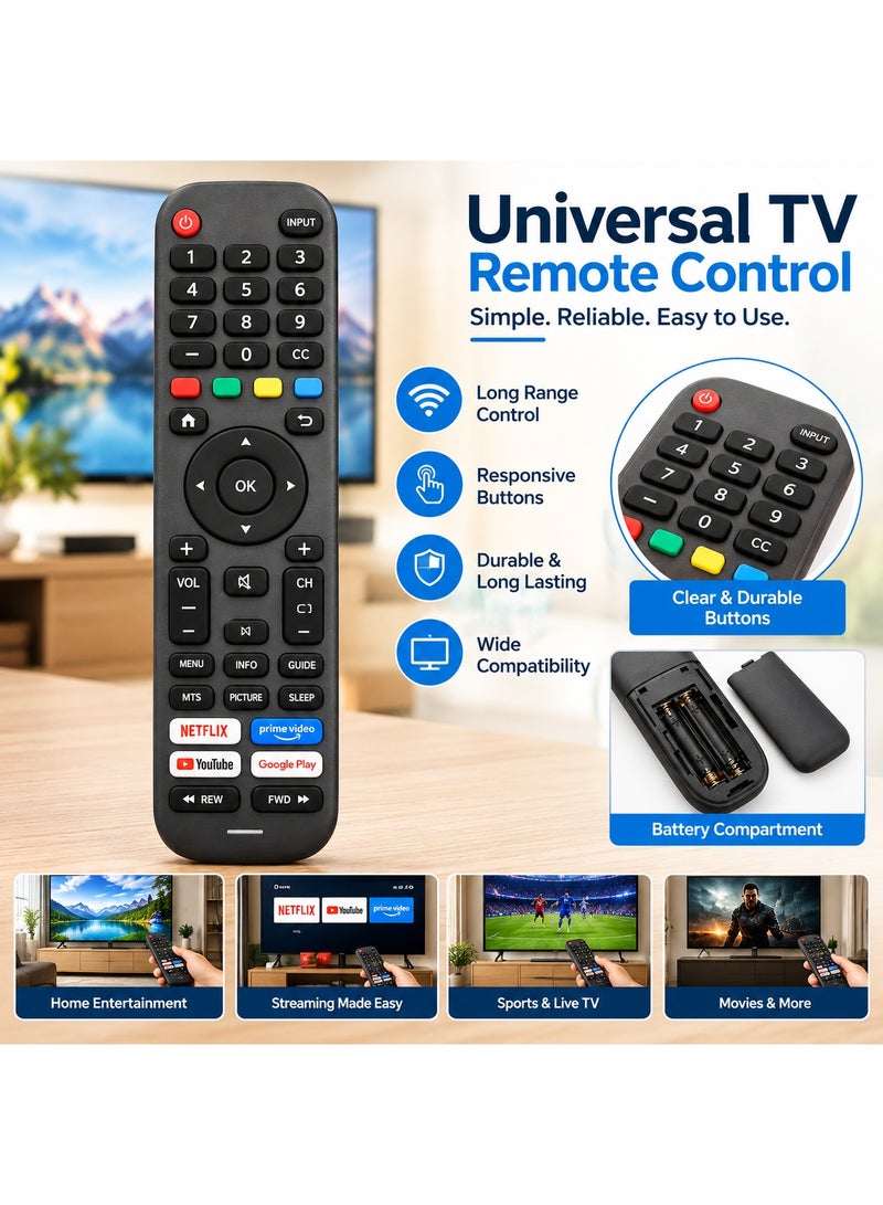 Hisense New Replacement Remote Control – Universal Remote Compatible with Hisense VIDAA TVs, Upgraded Infrared Model EN2G30H with Netflix & Prime Video Buttons - Image 1