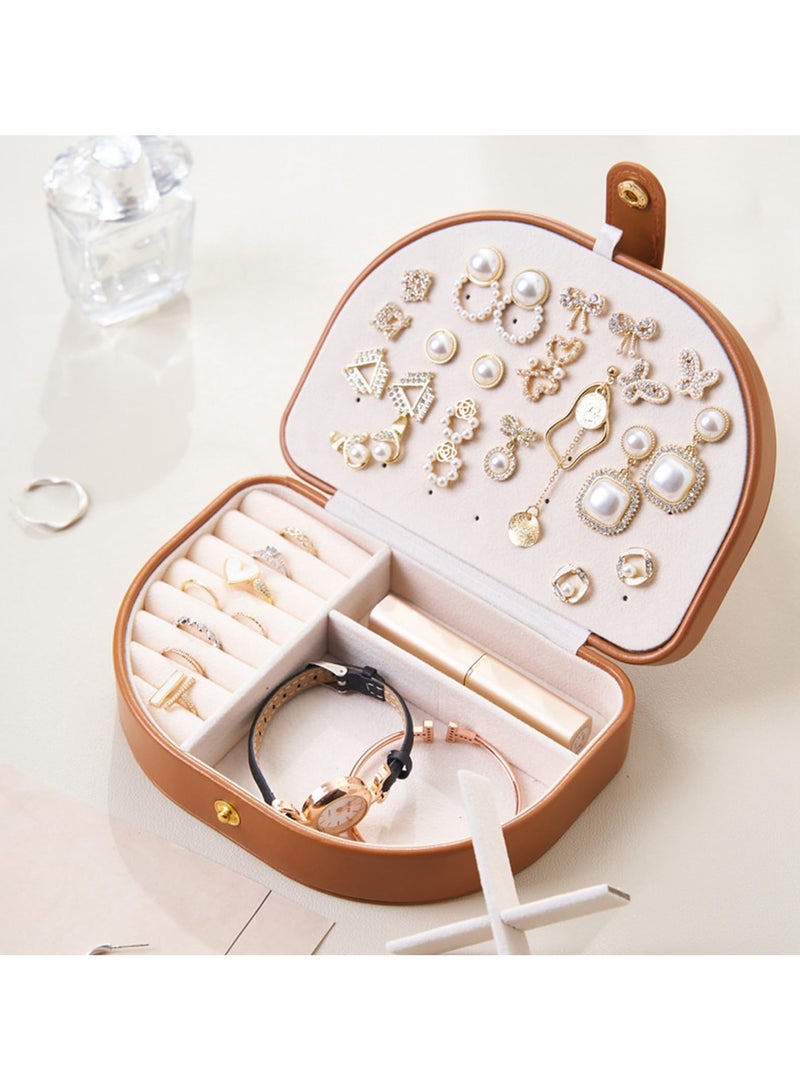 المحمولة مربع مجوهرات السفر الصغيرة بو الجلود والمجوهرات الصغيرة عرض حالة القرط قلادة سوار تخزين مربع سيدة / فتاة - Image 4