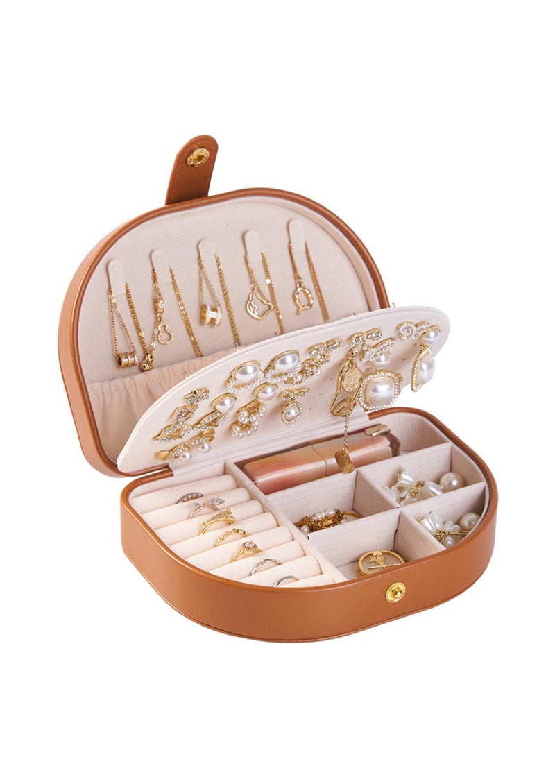 المحمولة مربع مجوهرات السفر الصغيرة بو الجلود والمجوهرات الصغيرة عرض حالة القرط قلادة سوار تخزين مربع سيدة / فتاة - Image 1