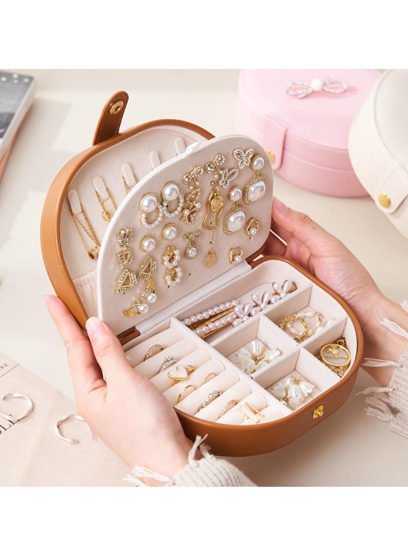 المحمولة مربع مجوهرات السفر الصغيرة بو الجلود والمجوهرات الصغيرة عرض حالة القرط قلادة سوار تخزين مربع سيدة / فتاة - Image 3