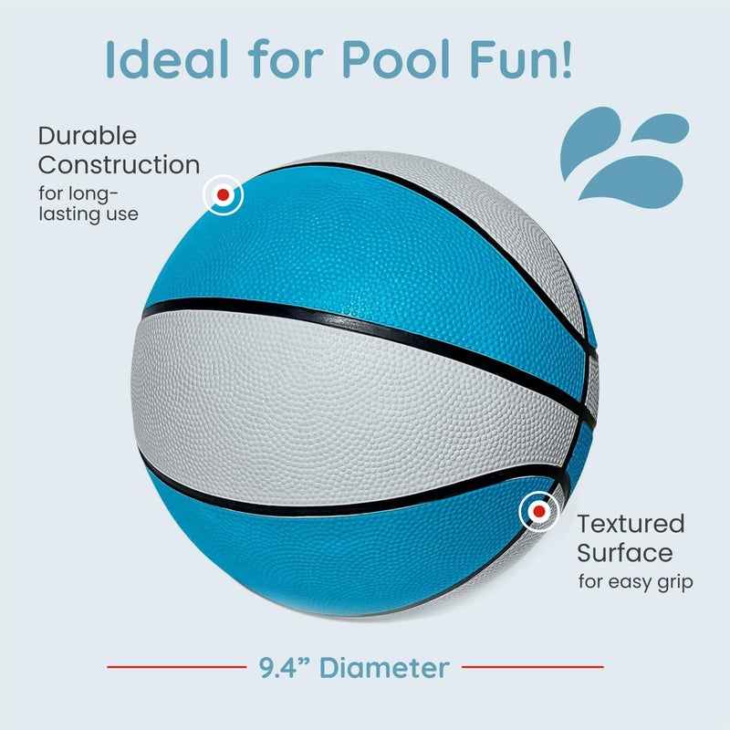 Botabee Official Size Pool Basketball - 9.4" Diameter, Size 7 Waterproof Basket Ball - Textured Grip for in-Water or Outdoor Play - Compatible with Pool Basketball Hoops - White and Blue - Image 2