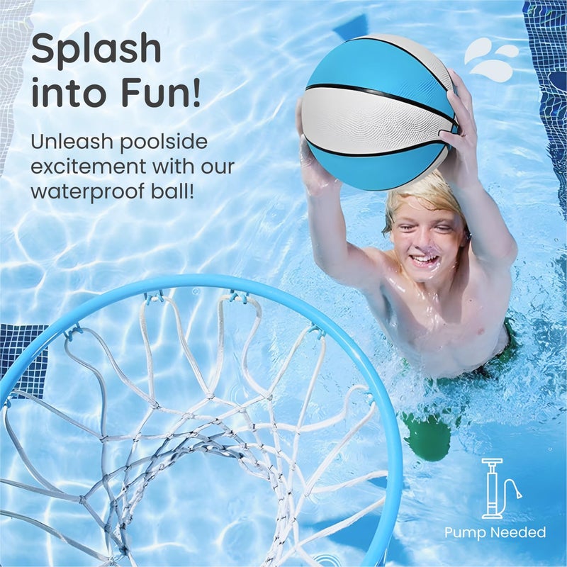 Botabee Official Size Pool Basketball - 9.4" Diameter, Size 7 Waterproof Basket Ball - Textured Grip for in-Water or Outdoor Play - Compatible with Pool Basketball Hoops - White and Blue - Image 3