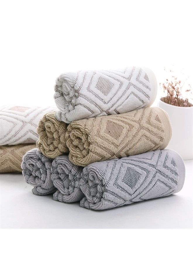 Pidada Hand Towels Set of 4 Diamond Pattern 100% Cotton Absorbent Soft Decorative Towel for Bathroom 13.4 x 29.5 Inch (Beige Brown) - Image 4