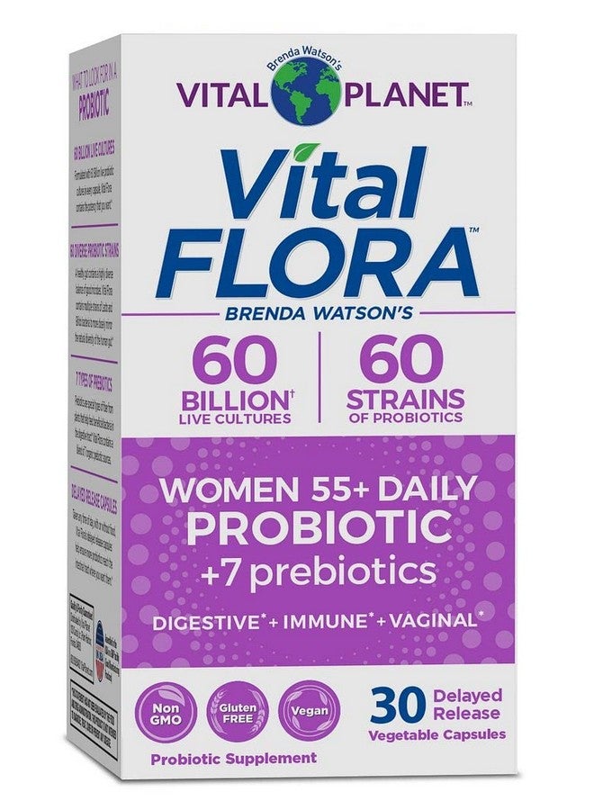 Vital Planet Vital Flora Women 55+ Daily Probiotic Supplement With 60 Billion Cultures And 60 Strains High Potency And Strain Diversity Probiotics For Women With Organic Prebiotics 30 Capsules - Image 1