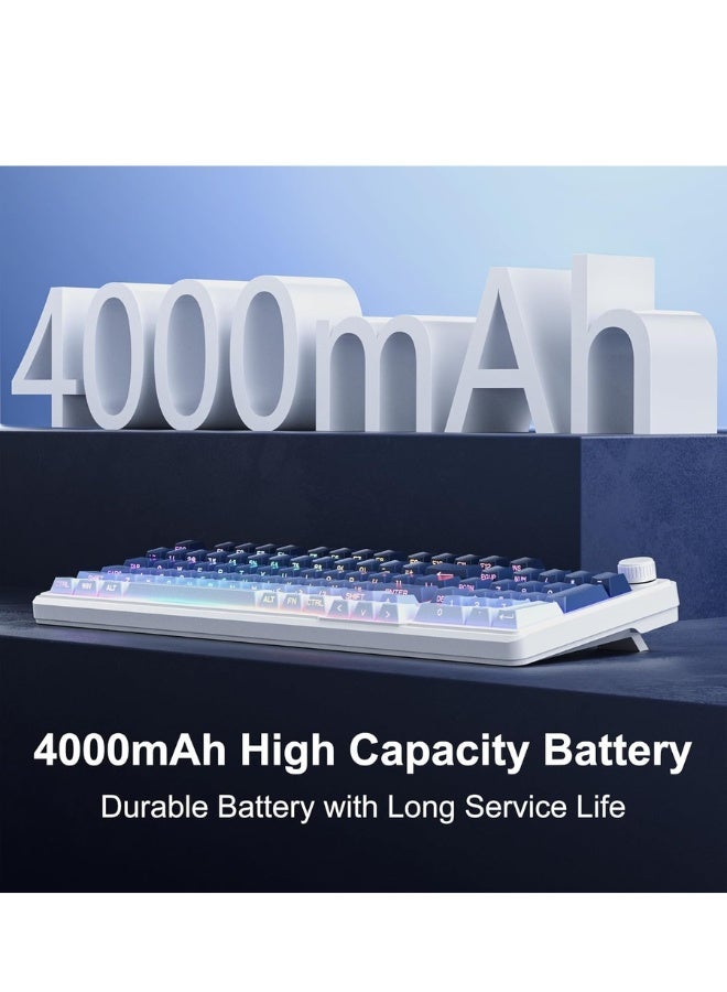 MageGee Wireless Gaming Keyboard, RGB Tri-Mode Wired/BT/2.4G Creamy Keyboard with Number Pad, 4000mAh Battery, Knob Control, Side Printed Keycaps, 19-Key Anti-Ghosting for Win/Mac - Image 5