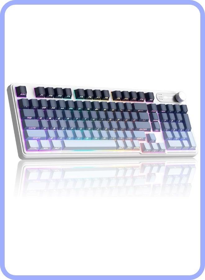 MageGee Wireless Gaming Keyboard, RGB Tri-Mode Wired/BT/2.4G Creamy Keyboard with Number Pad, 4000mAh Battery, Knob Control, Side Printed Keycaps, 19-Key Anti-Ghosting for Win/Mac - Image 1