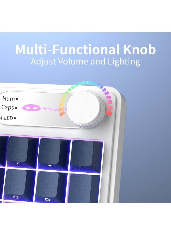 MageGee Wireless Gaming Keyboard, RGB Tri-Mode Wired/BT/2.4G Creamy Keyboard with Number Pad, 4000mAh Battery, Knob Control, Side Printed Keycaps, 19-Key Anti-Ghosting for Win/Mac - Image 4