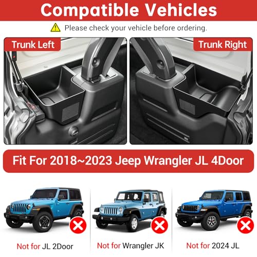 Utiiy Wheel Well Storage Bin Fit for 20182023 Jeep Wrangler JL JLU 4XE Rear Trunk Side Storage Box Cargo Organizer Cargo Tray for Wrangler JL 4dr Accessories1823 Trunk Organizer Not Gladiator - Image 3
