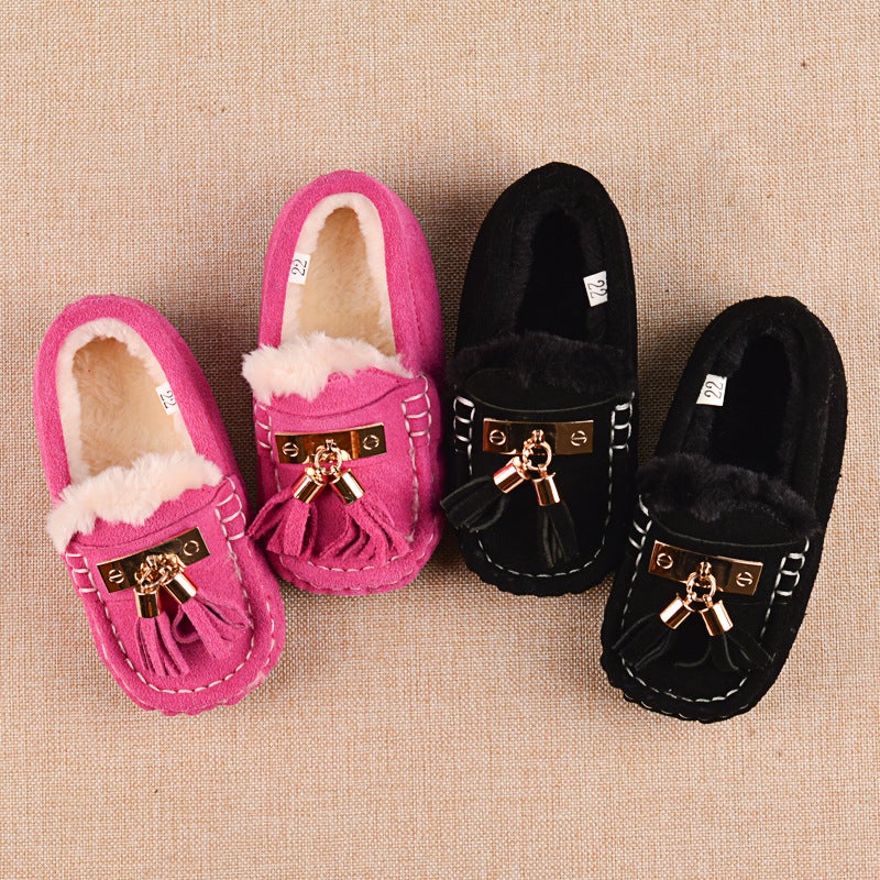 Pink Tassel Baby Two Cotton Shoes Soft Bottom Girls' Peas Shoes Winter Children'S Plush Shoes Fashion Shoes Children'S Cotton Shoes - Image 2
