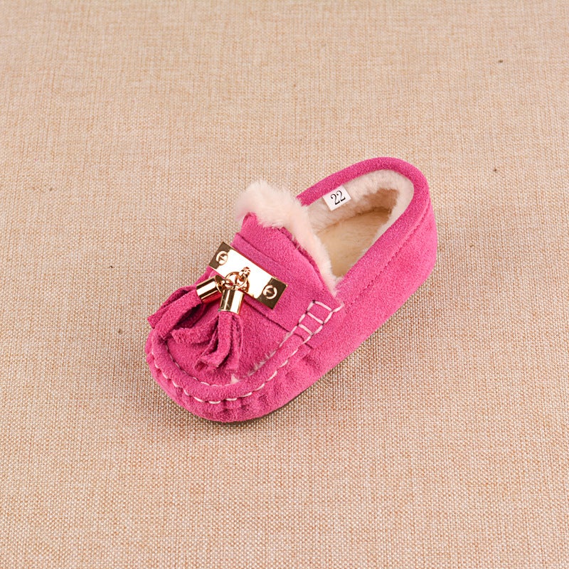 Pink Tassel Baby Two Cotton Shoes Soft Bottom Girls' Peas Shoes Winter Children'S Plush Shoes Fashion Shoes Children'S Cotton Shoes - Image 3