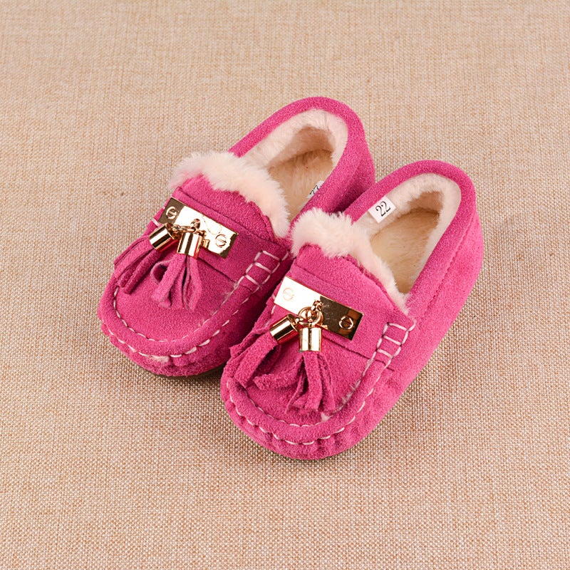Pink Tassel Baby Two Cotton Shoes Soft Bottom Girls' Peas Shoes Winter Children'S Plush Shoes Fashion Shoes Children'S Cotton Shoes - Image 4