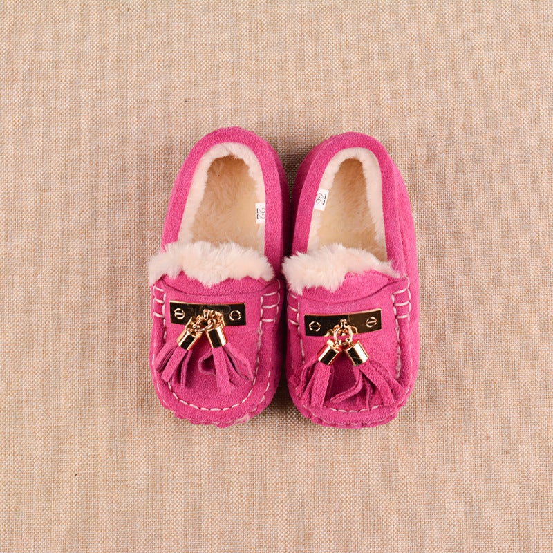 Pink Tassel Baby Two Cotton Shoes Soft Bottom Girls' Peas Shoes Winter Children'S Plush Shoes Fashion Shoes Children'S Cotton Shoes - Image 5